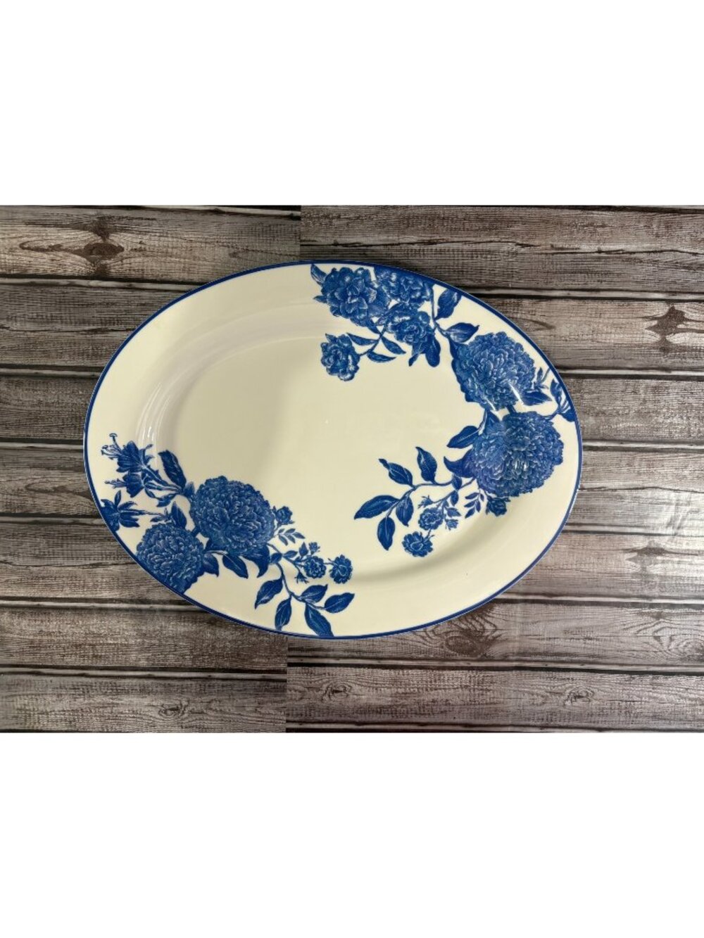 Martha Stewart Oval Serving Platter Orleans Cobalt Blue  16.5 "
